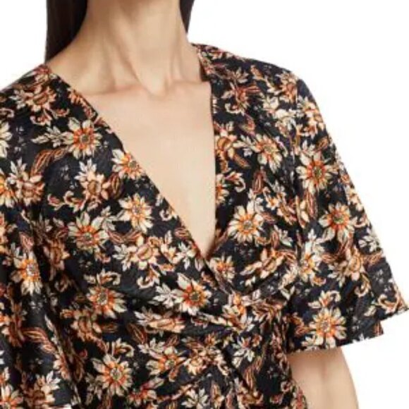 New ACLER Tippet Floral Flutter-Sleeve Midnight Wallpaper Midi Dress NWT Size 2 - Picture 5 of 16